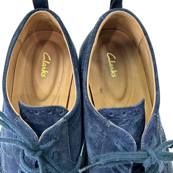 Clarks Chantry Men's Wing Tip Leather Lace Up Casual Comfort Blue Shoes, 7.5 - Picture 6 of 10